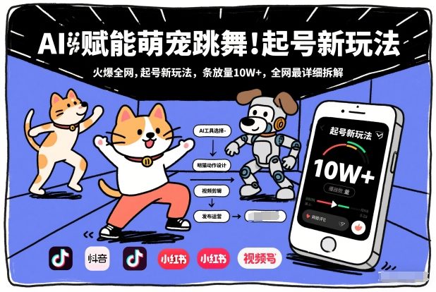 AI赋能萌宠跳舞，火爆全网，起号新玩法，条条播放量10W+，全网最详细拆解-徐小晨博客