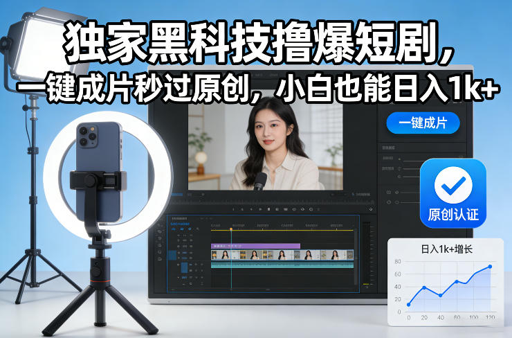 独家黑科技短剧制作，一键原创高效过审，轻松开启创作收益-徐小晨博客